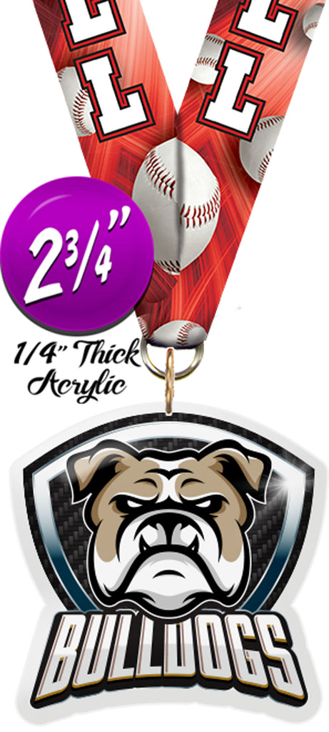 Bulldog Mascot Shield Colorix Acrylic Medal [MACR275-MSCT-BLDG-Q]