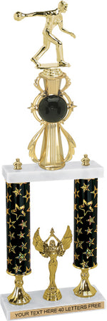 Bowling Sport Color Riser Two-Post Trophy [T2PCSR22-BW]