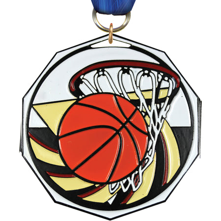 Basketball Decagon Painted Medal [MDCM2-BK]
