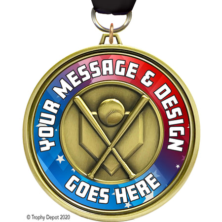 Custom 3 inch Eclipse Insert Medal - Baseball / Softball [MXEL1-BS]