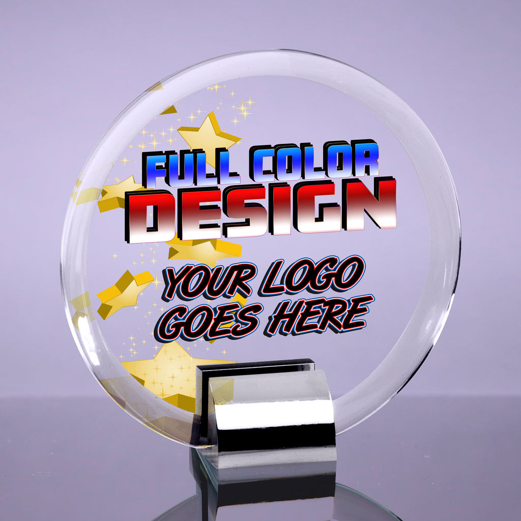 Full Color Crystal Circle with Chrome Stand - 5.25 inch [CM88-5-FC]