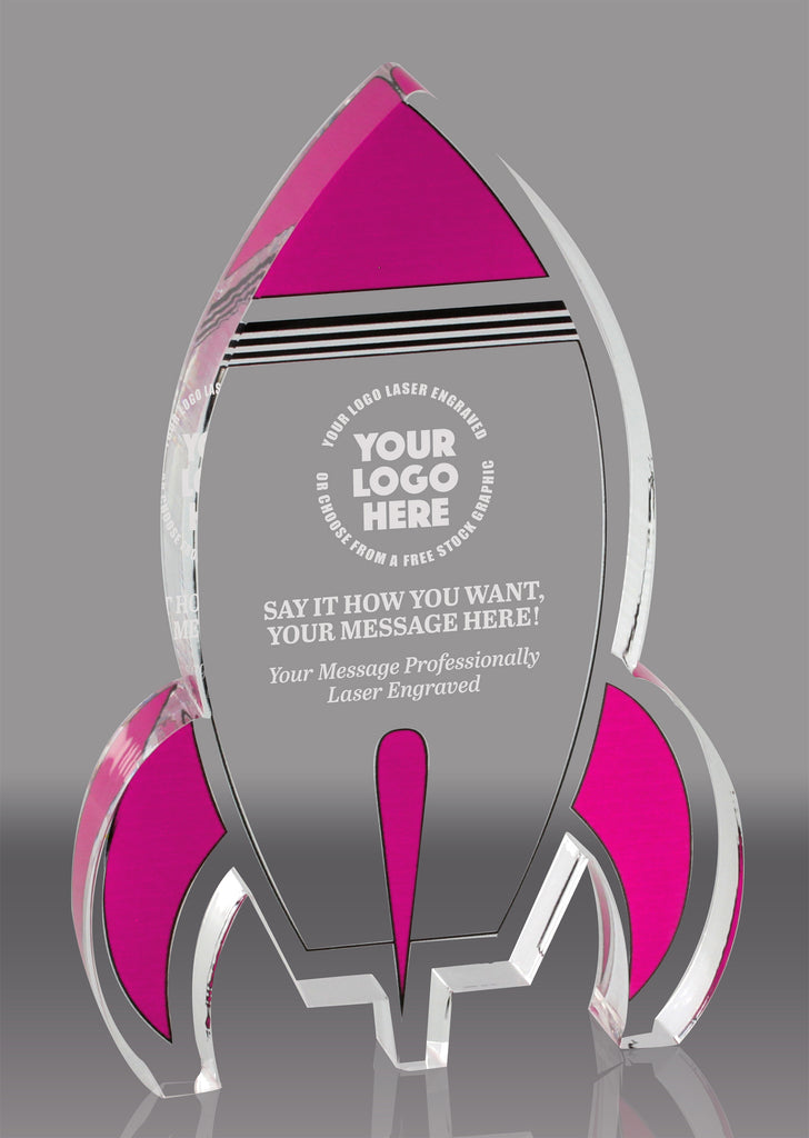 Pink Rocket Acrylic Award - 6 inch [ATRKT-PNK-6-Q]