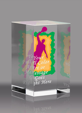 Custom Color Optical Crystal Block Award - 3.125 inch [CFBRCT-3-FC-X]