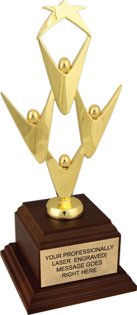 Gold Team Victory Trophy on Wood Veneer Base [TWPVG]