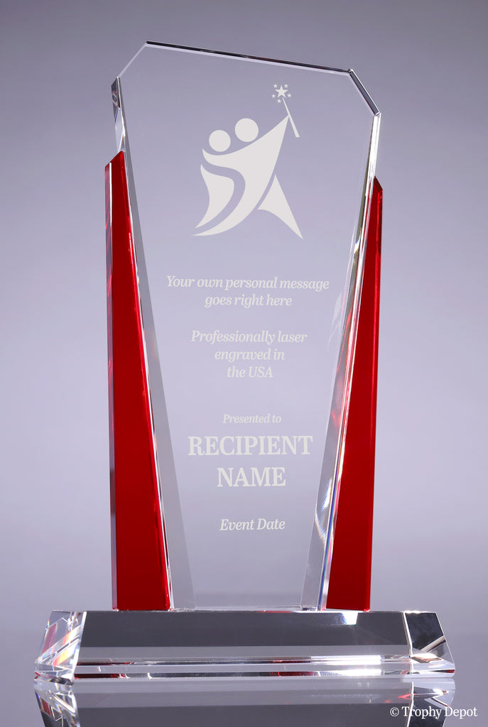 Bethesda Optical Crystal Award - Red 9.75 inch [CPBETH9-RED]