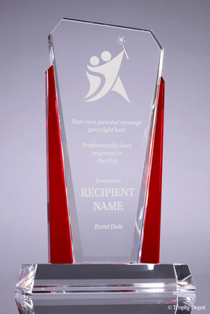 Bethesda Optical Crystal Award - Red 9.75 inch [CPBETH9-RED]