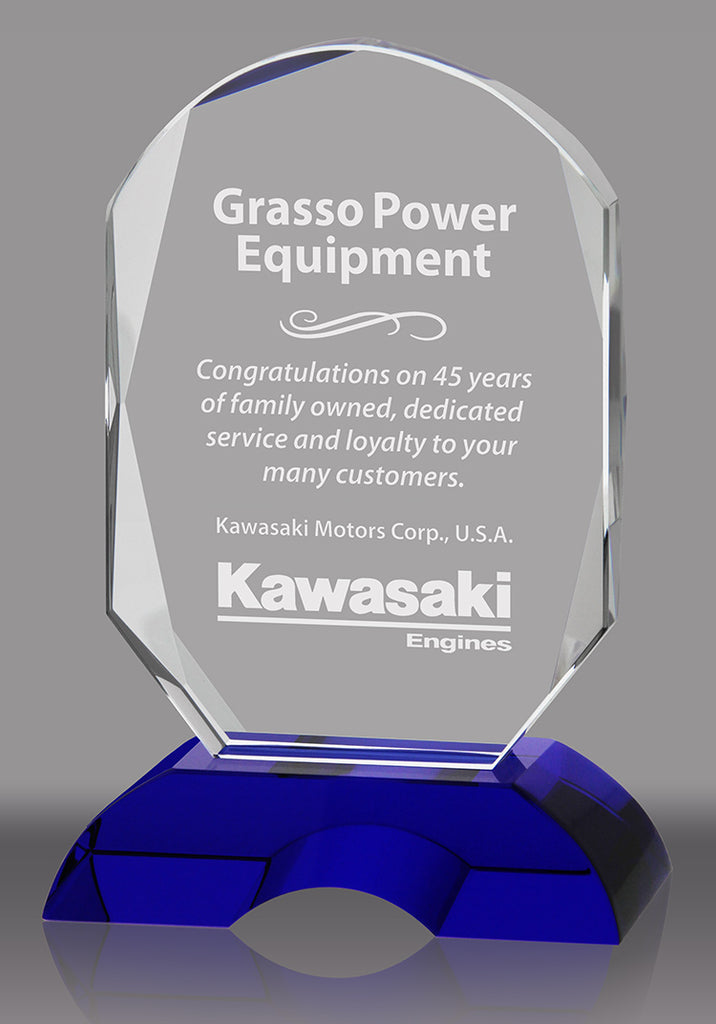 Clipped Corner Crystal on Cobalt Blue Base [CRADBL-6-X]