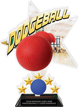 Dodgeball Shattered Star Colorix Acrylic Trophy- 10 inch [TACR10-STR-DGBL-Q]