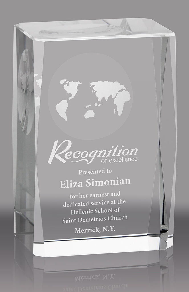 Beveled Global Crystal Award - 3.5 inch [CGBEV-S-X]