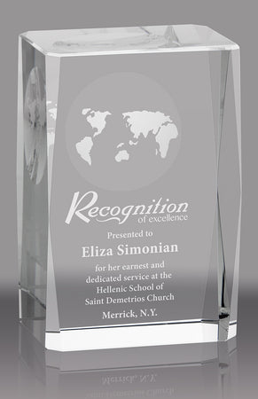 Beveled Global Crystal Award - 3.5 inch [CGBEV-S-X]