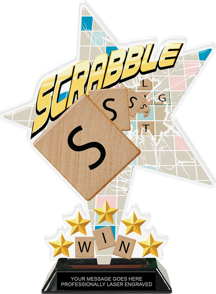 Scrabble Shattered Star Colorix Acrylic Trophy- 10 inch [TACR10-STR-SCRBL-Q]