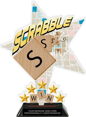 Scrabble Shattered Star Colorix Acrylic Trophy- 10 inch [TACR10-STR-SCRBL-Q]