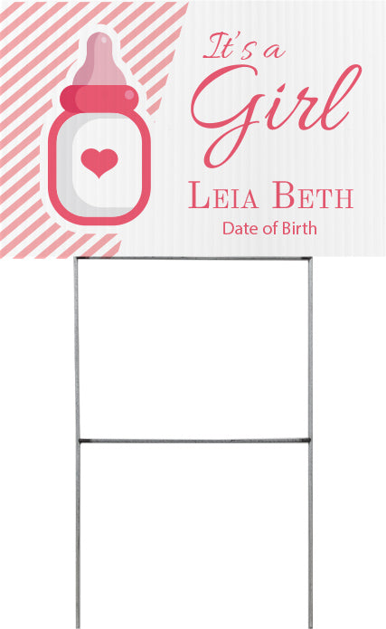 Birth Announcement Girl Yard Sign - 18 x 12 inch [YS1812-BRT-F]