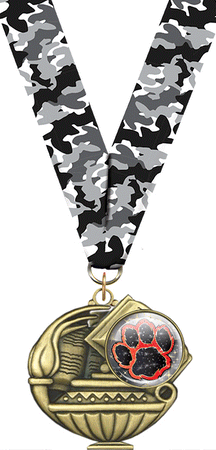 2" Paw Black & Red Insert Academic Medal [MAP2-i-PAW-BLKRD]