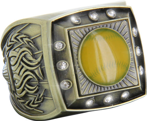 Championship Ring with Activity Insert- Softball Gold [RGSJ-G-12ST-SB]