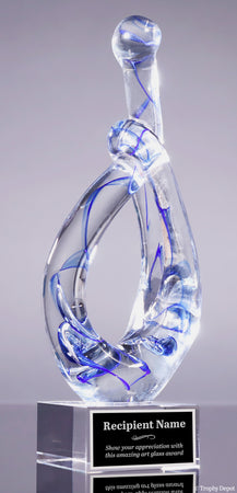 Contemporary Art Glass Award with Blue Accents 12" AGT2-97-12