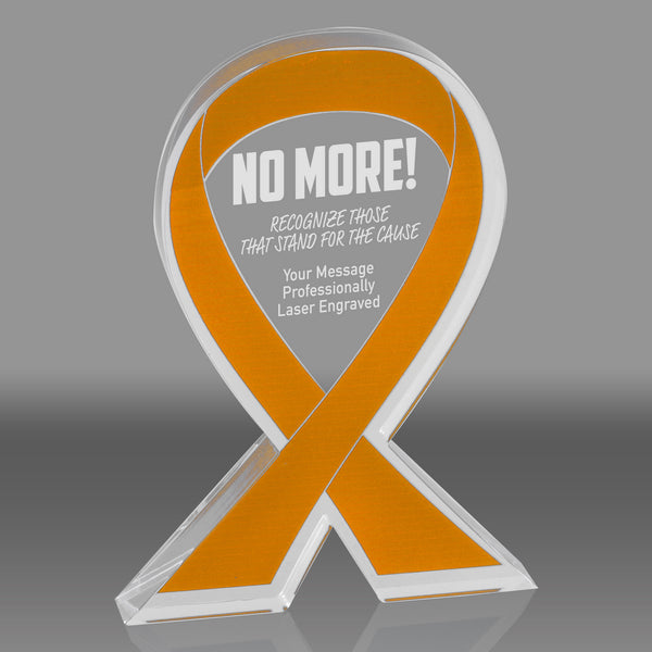 Orange Awareness Ribbon Acrylic Award - 5 inch [ATRIB-ORG-5-Q] – Trophy ...