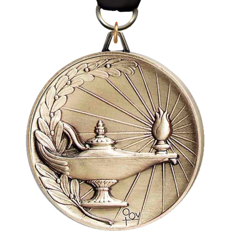 2.5 inch Premium Satin Finish Medal - Lamp of Knowledge [MF92-KN]