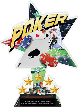 Poker Shattered Star Colorix Acrylic Trophy- 10 inch [TACR10-STR-PKR-Q]