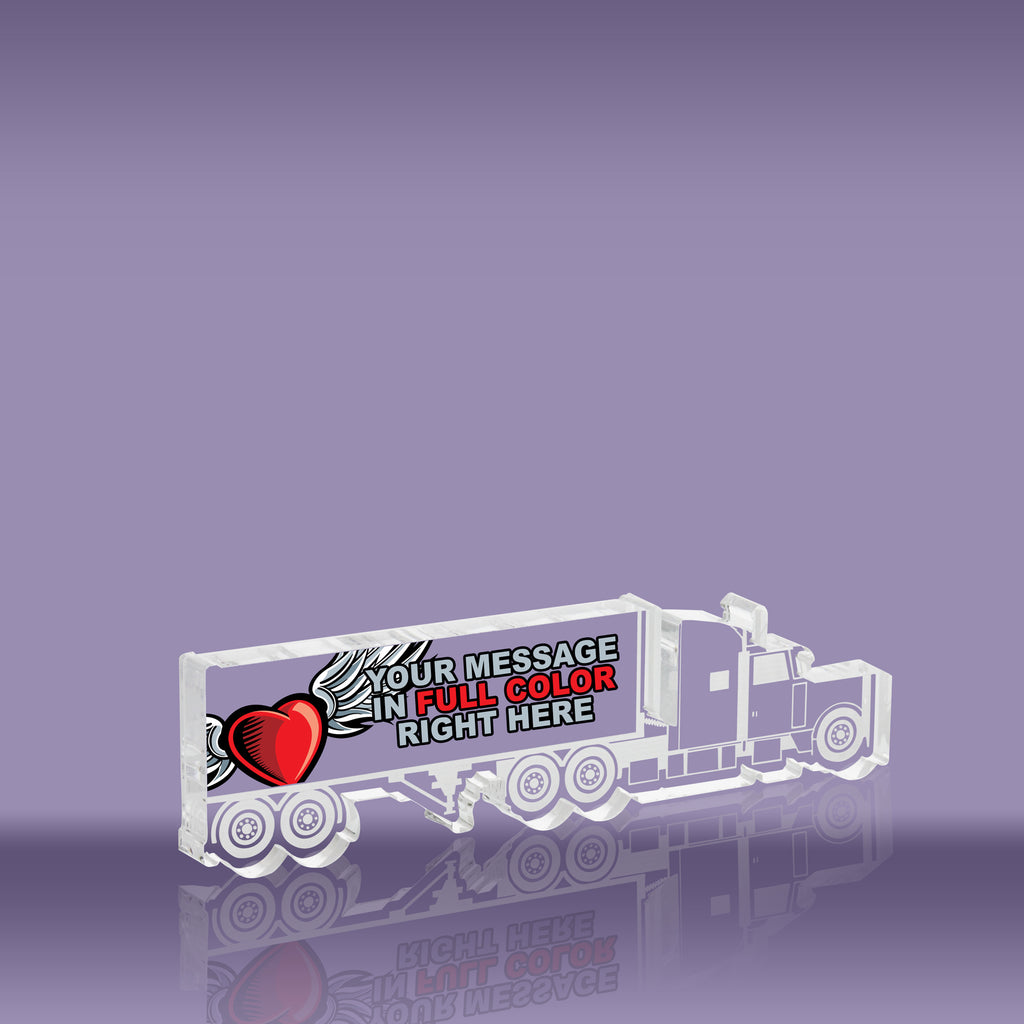 Conventional Tractor Trailer Acrylic Award - 8.5 inch Color [ATRK-001-8-FC-Q]