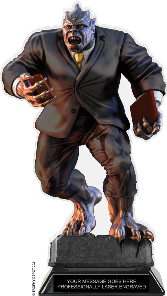 Sales Beast Acrylic Trophy - 10 inch Gray Suit [TACR10-BSAL-GRY-Q]