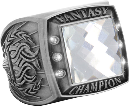 Fantasy Championship Ring with Clear Center Stone- Silver [RGSJ-S-FANCH-CLR]