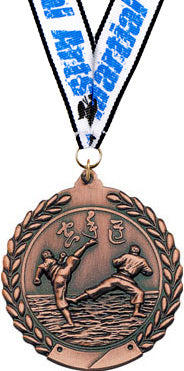 2.75 in Martial Arts Wreath Framed Medal- Bronze [M311-MA-B]