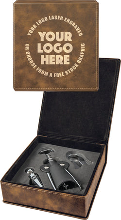 3 Piece Leatherette Wine Tool Set- Rustic [WTS40J]