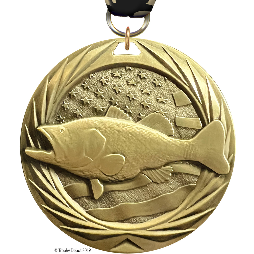 Bass Fishing 1.75 inch Blade 3D Diecast Medal [MBD1-BSFSH]