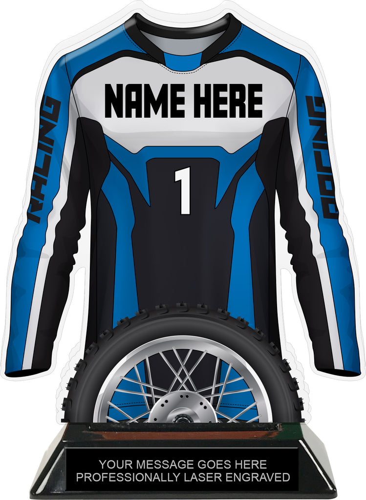 Motocross Jersey Colorix-T Acrylic Trophy - Blue [TACR7-JSY-MOTOX-BLU-Q]