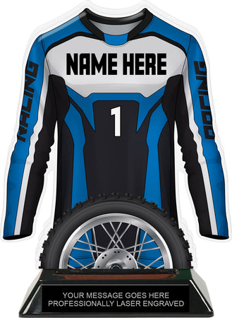 Motocross Jersey Colorix-T Acrylic Trophy - Blue [TACR7-JSY-MOTOX-BLU-Q]