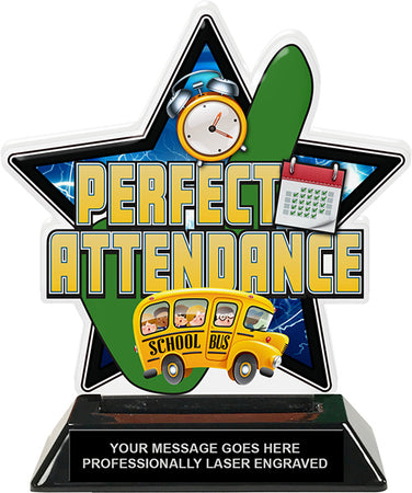 Perfect Attendance Colorix-T Acrylic Trophy - 6.25 inch [TACR6-KN-PA-Q]