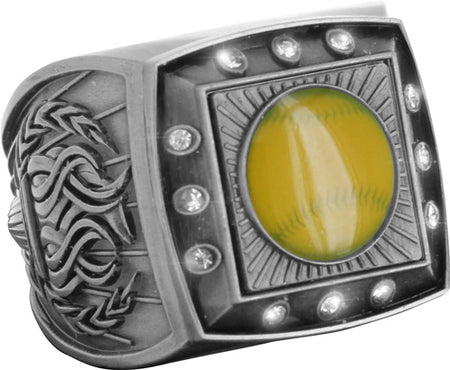 Championship Ring with Activity Insert- Softball Silver [RGSJ-S-12ST-SB]