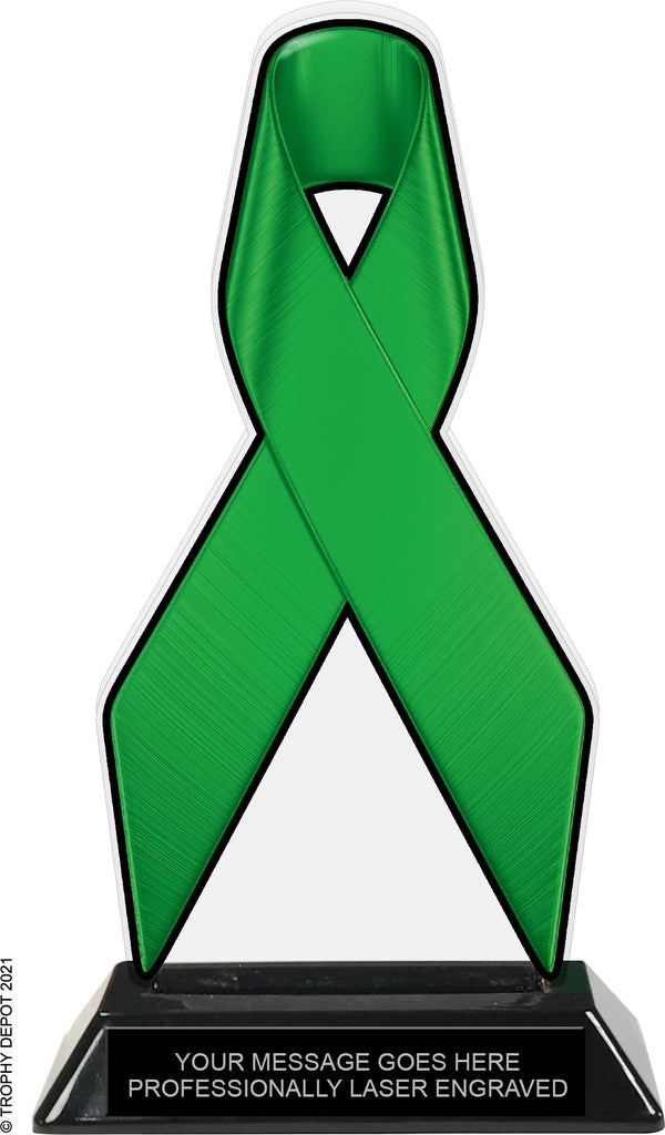 Green Ribbon Colorix-T Acrylic Trophy - 8 inch [TACR8-RBN-GRN-Q]