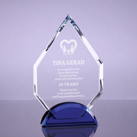 Optical Crystal Arrowhead on Blue Base - 6.5 inch [CM55-B-6]