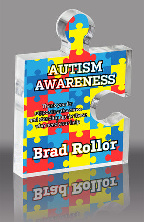 Autism Puzzle Piece Acrylic Block - 5.25 inch [APZL1-AW-5-Q]