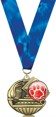 2" Paw Red & White Insert Academic Medal [MAP2-i-PAW-RDWHT]