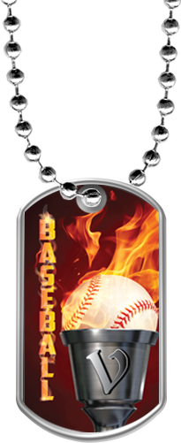 Baseball Flaming Torch Dog Tags [DTFLM-BS-103]