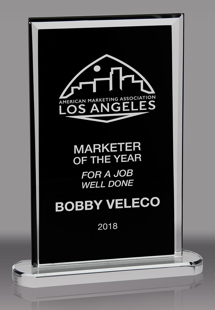 Rectangular Glass Award with Black Silk Screened Center [GT2936-9]