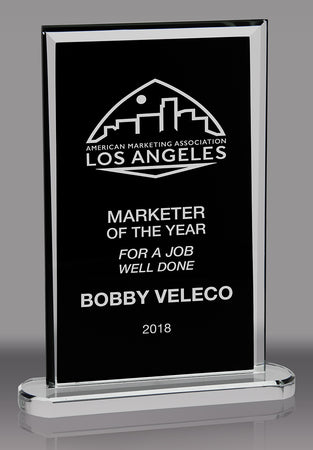 Rectangular Glass Award with Black Silk Screened Center [GT2936-9]