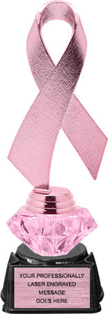Pink Awareness Ribbon Diamond Riser Trophy [TDRAWRB-PNK]
