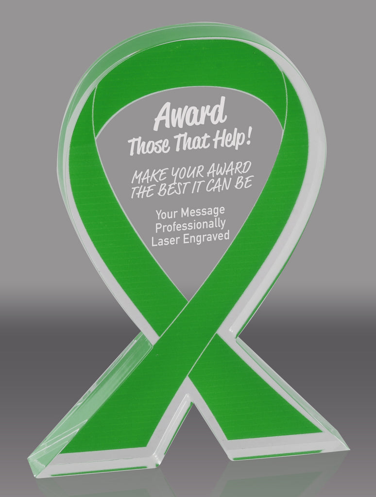 Green Awareness Ribbon Acrylic Award - 5 inch [ATRIB-GRN-5-Q]