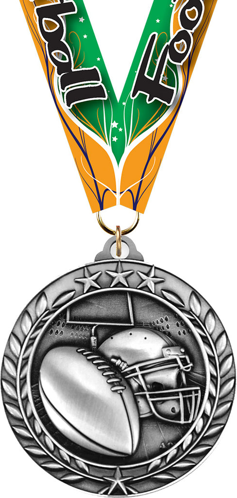 Football Dimensional Medal- Silver [MSW2-FB-S]