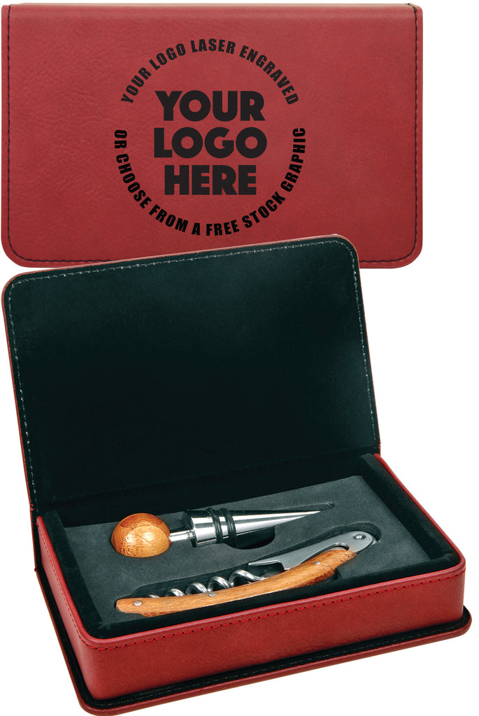 2 Piece Leatherette Wine Tool Set- Rose [WTS17J]