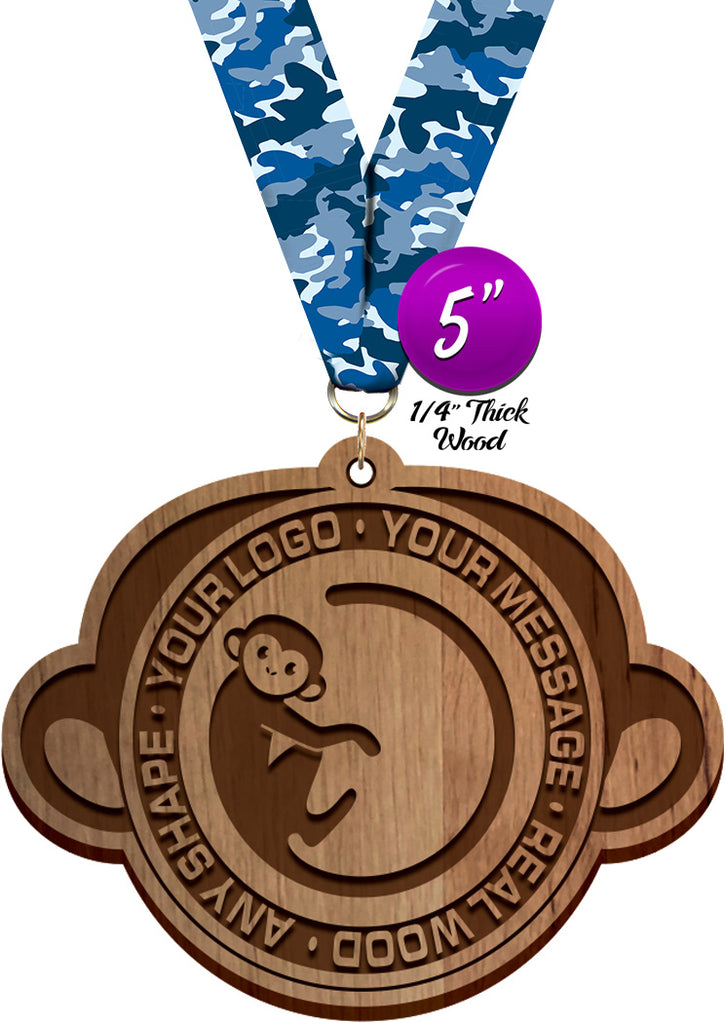 Custom Engraved Wood Medal- 5 inch [MXWE5]
