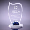 Wave Crystal Award with Blue Marble Accent - 9 inch [CM89-2-9]