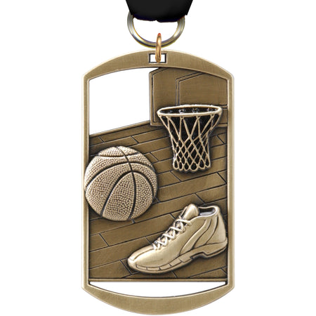 2.75" Basketball Dog Tag Medal [M275DT-BK]