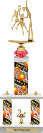 Two-Post Diamond Riser Trophy w/ Rectangle/Oval Center Column 23-inch [TFDR23]