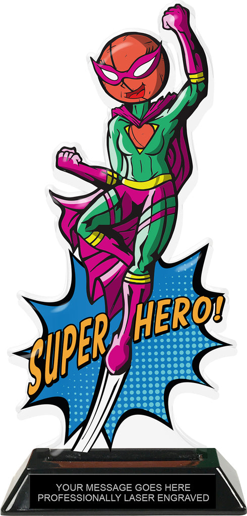 Lacrosse Female Super Hero Acrylic Trophy- 10 inch [TACR10-SH-LAXF-Q]