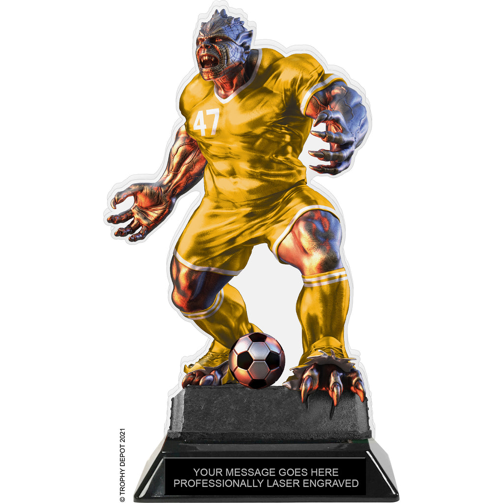 Beast Soccer Choose Your Number Acrylic Trophy - 8.5 inch Gold [TACR85-BST-SC-GLD-Q]